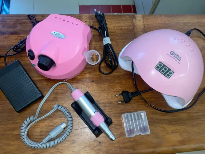 kit motor e cabine uv led para unha em gel