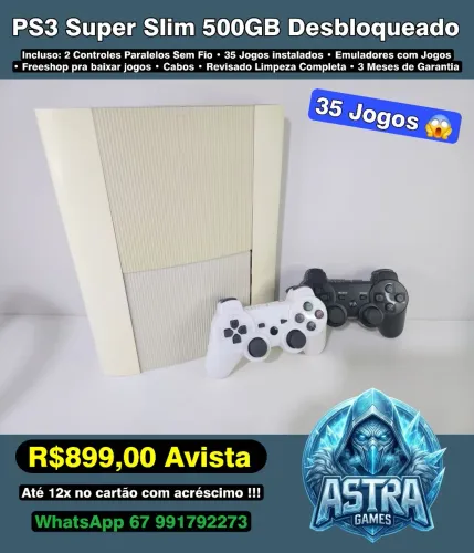 PS3 Super Slim Branco 500GB Desb. !!!