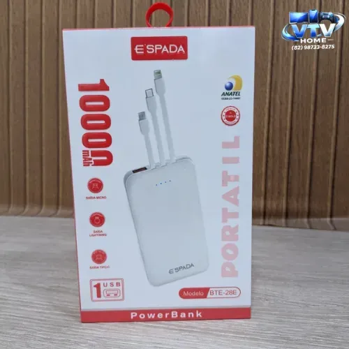 Carregador PowerBank E´SPADA 10.000 Mah + Entrega Gratis