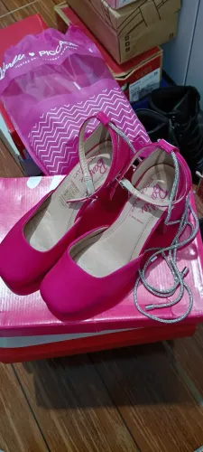 Sapato Boneca Piccadilly Barbie Salto Alto Rosa Metalizado - Tam 34