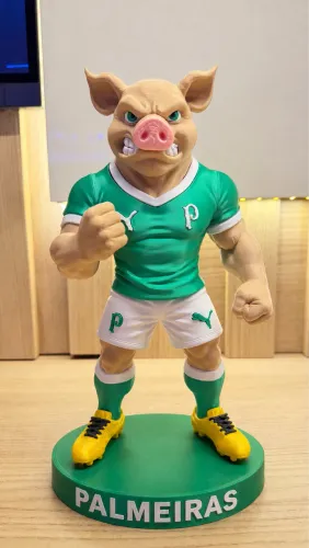 Boneco Mascote Palmeiras 25cm Estátua Porco Impressão 3D Colecionável Premium