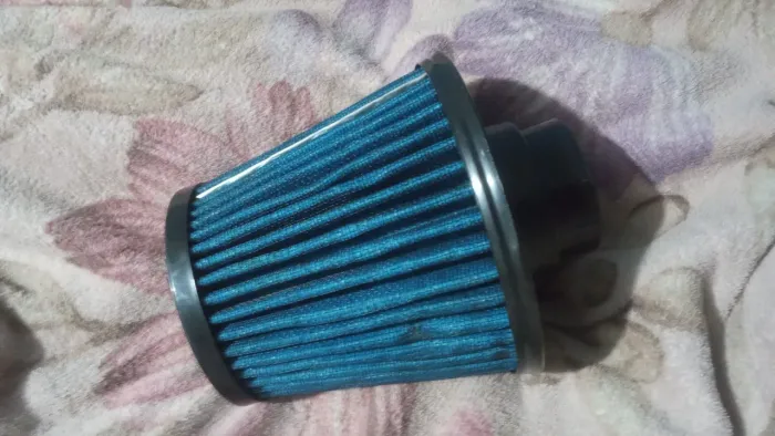 Filtro de ar esportivo duplo fluxo 15x15 Race crome lavável universal azul