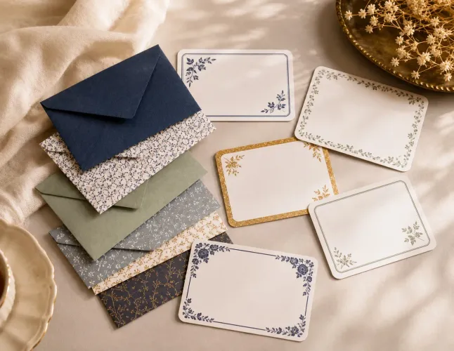 Envelopes kraft com estampa floral + cartões para mensagens!