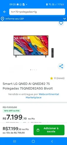 Tv QLED LG 75 polegadas 4k