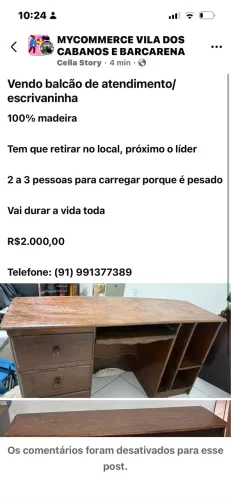 Balcão de atendimento/escrivaninha de madeira maciça 