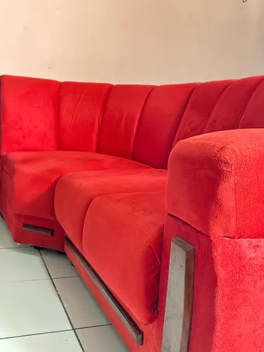 Sofá Vermelho Suede | 6 lugares