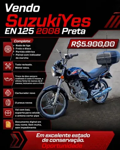 Suzuki Yes 125 2008 Preta Conservada