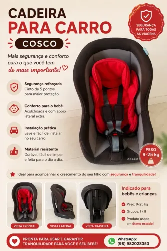 Cadeira de Bebê para Carro - Segura, Confortável e em Ótimo Estado ?