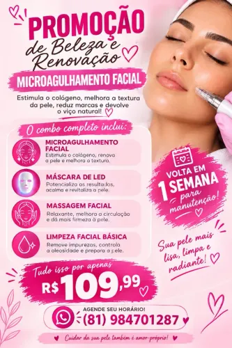 Microagulhamento facial - limpeza de pele básica