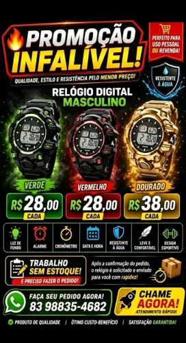 (Relógio)! barato para dia a dia,revender ou presentear.Não perca essa oportunidade!?