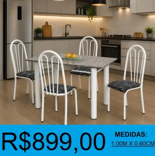 Mesa de granito com 4 cadeiras - a pronta entrega