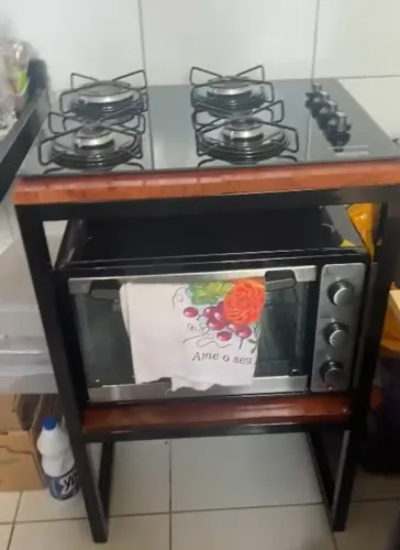 Estrutura para coocktop e forno - Metalon e madeira envernizada (não inclui moveis)