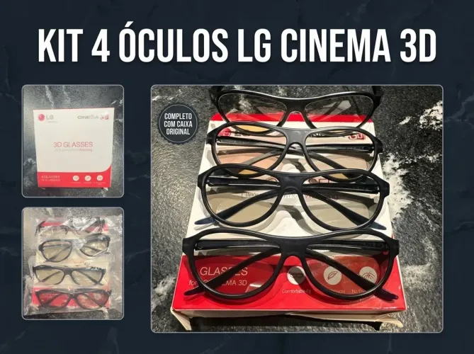 Kit com 4 Óculos 3D Passivos LG Cinema 3D (Com Caixa Original)
