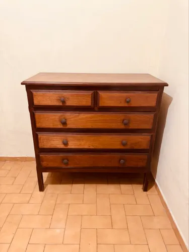 Cômoda em Madeira Maciça de Lei - 5 Gavetas (década de 1960)
