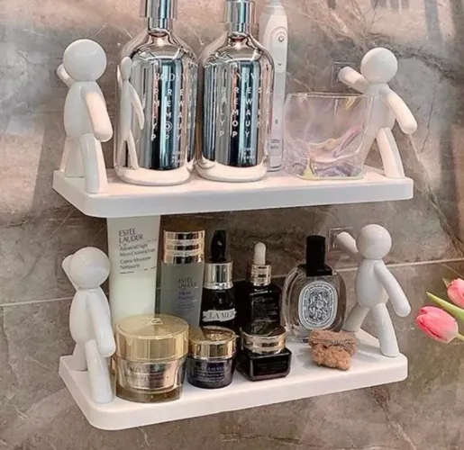 2 Suportes Prateleira Banheiro de Design Porta Shampoo Plástico Para Cozinhas E Banheiros