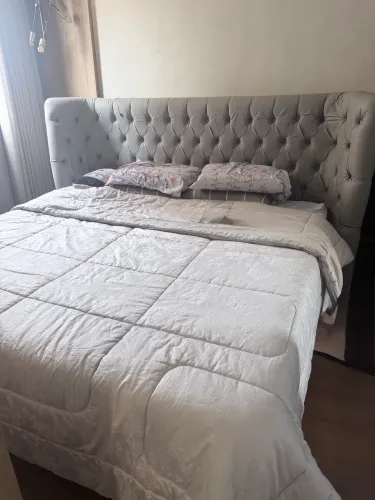 Cabeceira King Everest PO2 195 Cm Para Cama Box - cinza