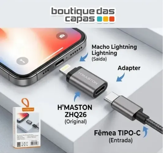 ADAPTADOR CONVERSOR TIPO C FEMEA X LIGHTINING IPHONE IPAD MACHO ZHQ26