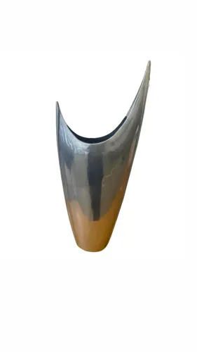 Vaso Decorativo em Alumínio Prateado Grande 58cm