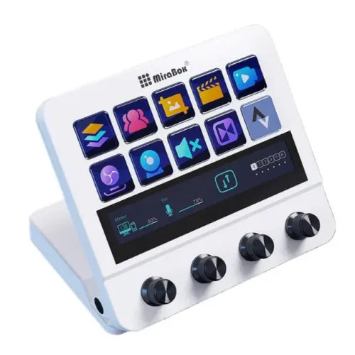 Stream Dock Mirabox N4 Branco - 10 Teclas LCD + 4 Knobs (Estilo Elgato)