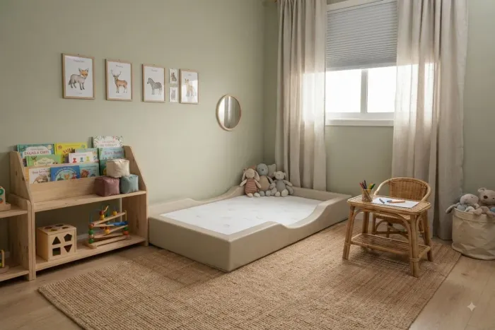 Cama Infantil Montessori Phant Cama 1,27m x 2,03m x 0,25m Com Colchão e capa impermeável