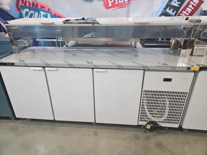 balcão de inox refrigerado 2 metros com condimentador - a pronta entrega 