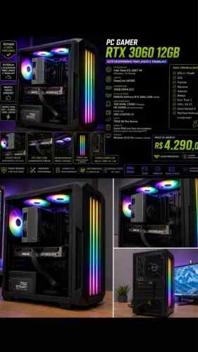 PC Gamer RTX 3060 12GB | Xeon E5-2667 V4 | 16GB RAM | NVMe