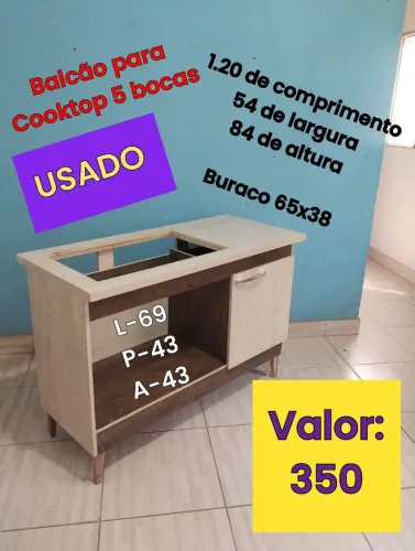 Armário para fogão Cooktop 5 bocas USADO conservado