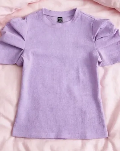 Blusa Lilás Shein Manga Bufante, tamanho P