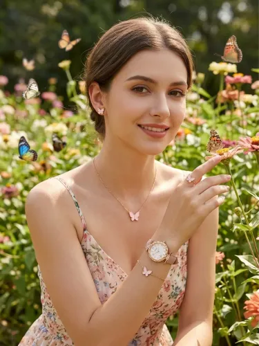 Relógio de Quartzo com Pulseira de Couro Conjunto de Joias