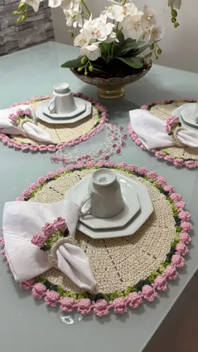 Conjunto de Sousplat de Crochê