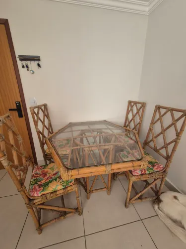 Conjunto mesa de jantar cana da índia 