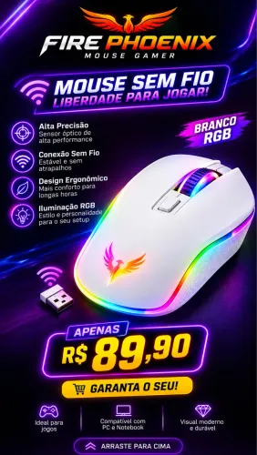 MOUSE SEM FIO FIRE PHOENIX 2 meses de uso