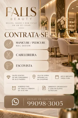 VAGA CABELEIREIRA,MANICURE,ESCOVISTA,NAIL DESIGN