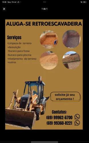 Serviços com retroescavadeira 