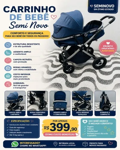 Carrinho de Bebe Semi novo
