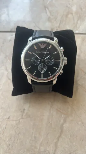 Relógio Emporio Armani Original AR2448 Chronograph Preto Couro - Classic
