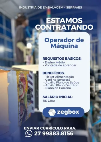 Vaga para Operador de Máquina em Serra/ES