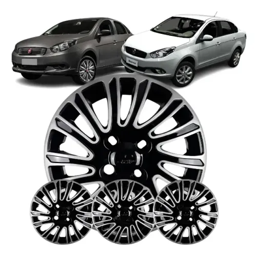 Kit Calotas Rodas Grand Siena Diamantadas Aro 14 Grid Calotas