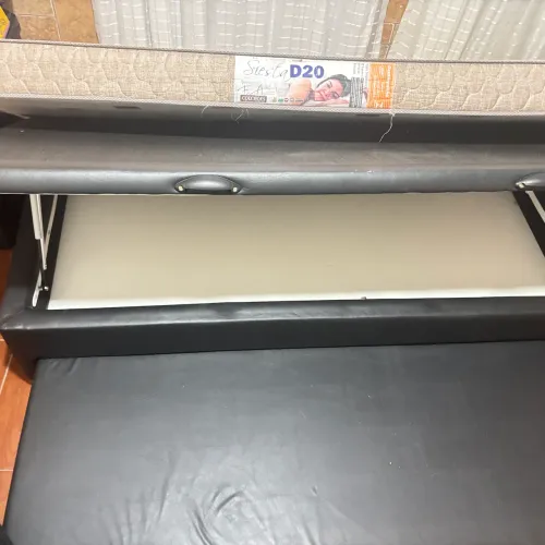 Cama box com baú e auxiliar + colchão