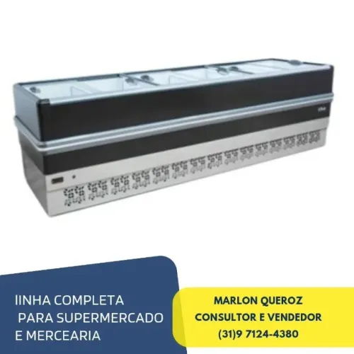 Ilha de Congelados 3 Metros Vidro Reto Polar