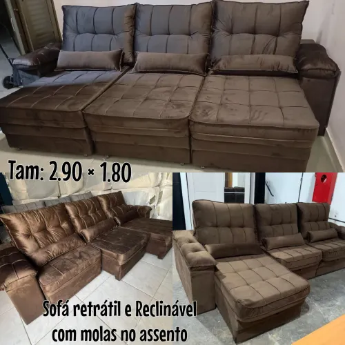 Sofá retrátil e reclinável Modular, Super confortável, vai com molas no assento