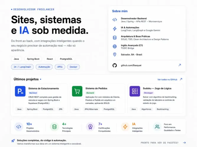 Desenvolvimento de Sites, Sistemas e IA Sob Medida