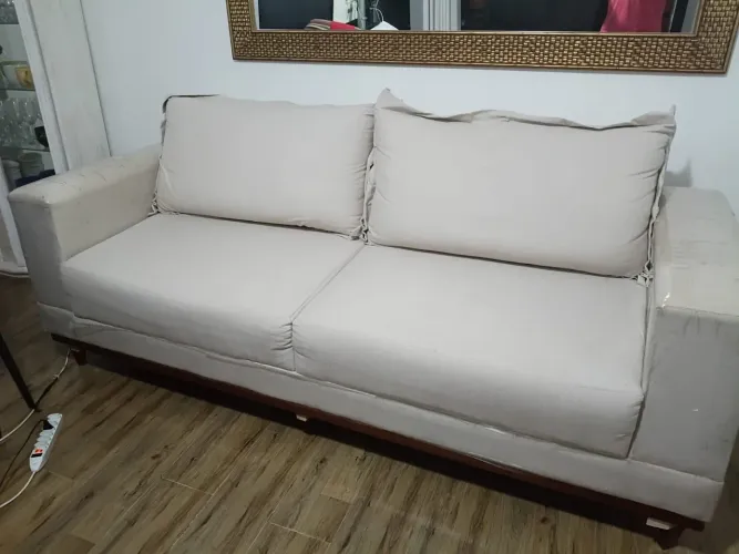 Sofá de linho bege 2,20 m | Impermeabilizado e em perfeito estado