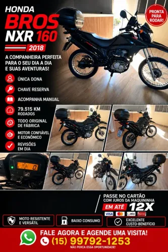 Honda NXR Bros 160 2018 - Única Dona | Aceito Cartão