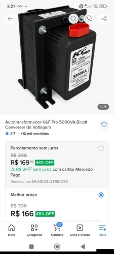 Transformador de energia 127 para 220 vts