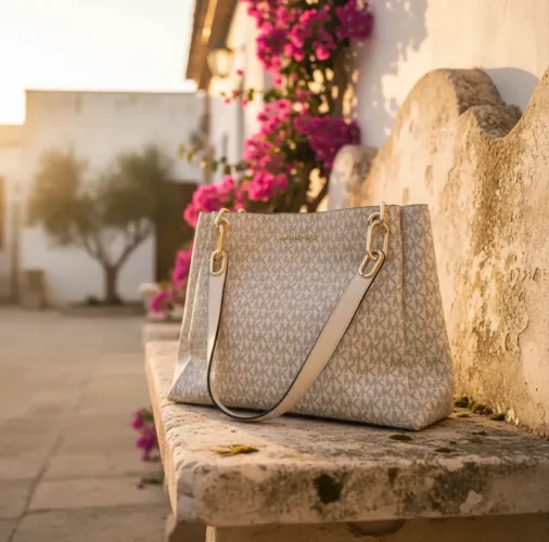 Bolsa Michael Kors Trisha Large Shoulder Bag Baunilha Monograma - Original, preço fixo.