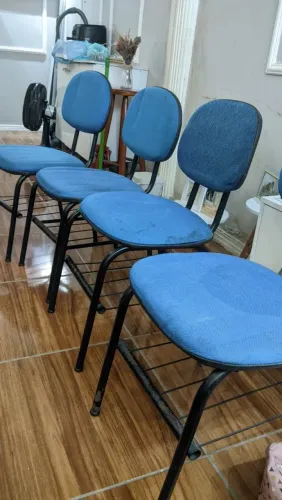 [LOTE] 4 Cadeiras de Escritório / Atendimento - Estofado Azul