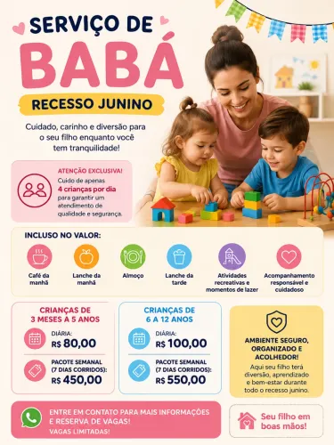 CUIDADOS INFANTIS - RECESSO JUNINO