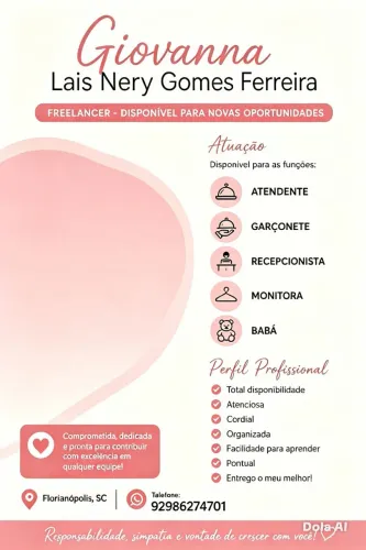 Disponível pra freelancer.