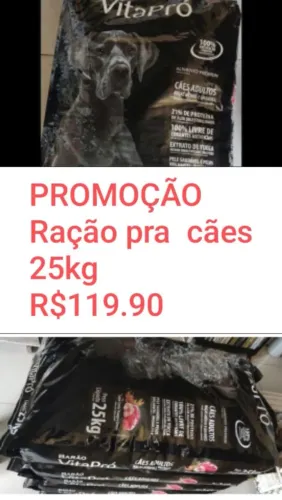 Promoção R$120<br>Ração pra  cães <br>25kg<br>R$119.90<br>Ração pra  cães <br>25kg<br>R$119.90